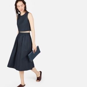 Everlane "Clean Cotton Pull-On" top and skirt
